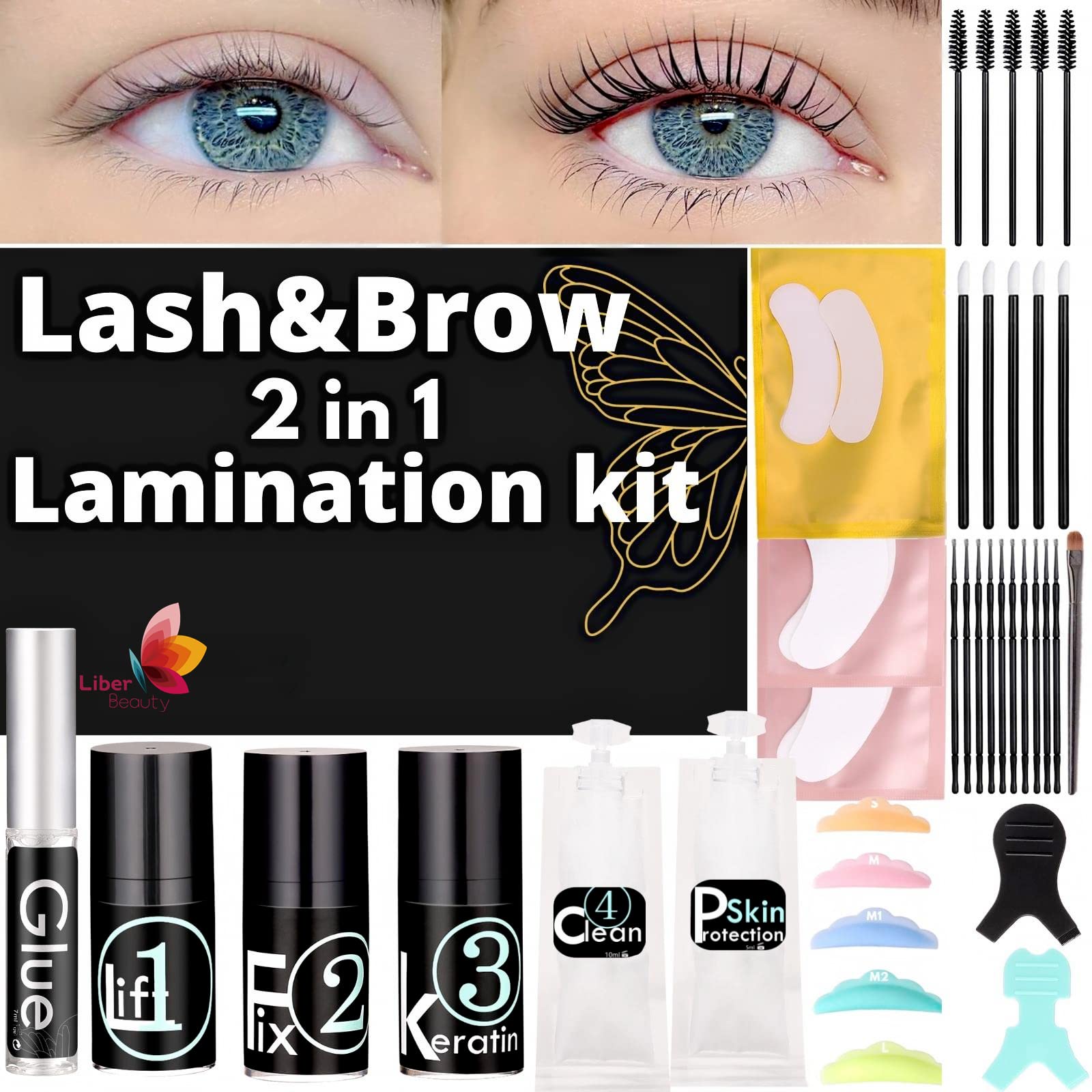 Eyebrow Lamination Kit,Eyebrow Lift Eyelash perm Kit Lasting 8 Weeks With Brush Set for Eyebrows Fuller Voluminous Professional & DIY Home Use (Brow & Lash lift kit)