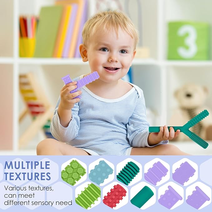 ERKOON Sensory Chew Toys for Autistic Children, 5 Pack Silicone Chewy Tube Oral Motor Tools for Sensory Kids with Autistic, Biting ADHD, SPD, Nursing Teething Toys