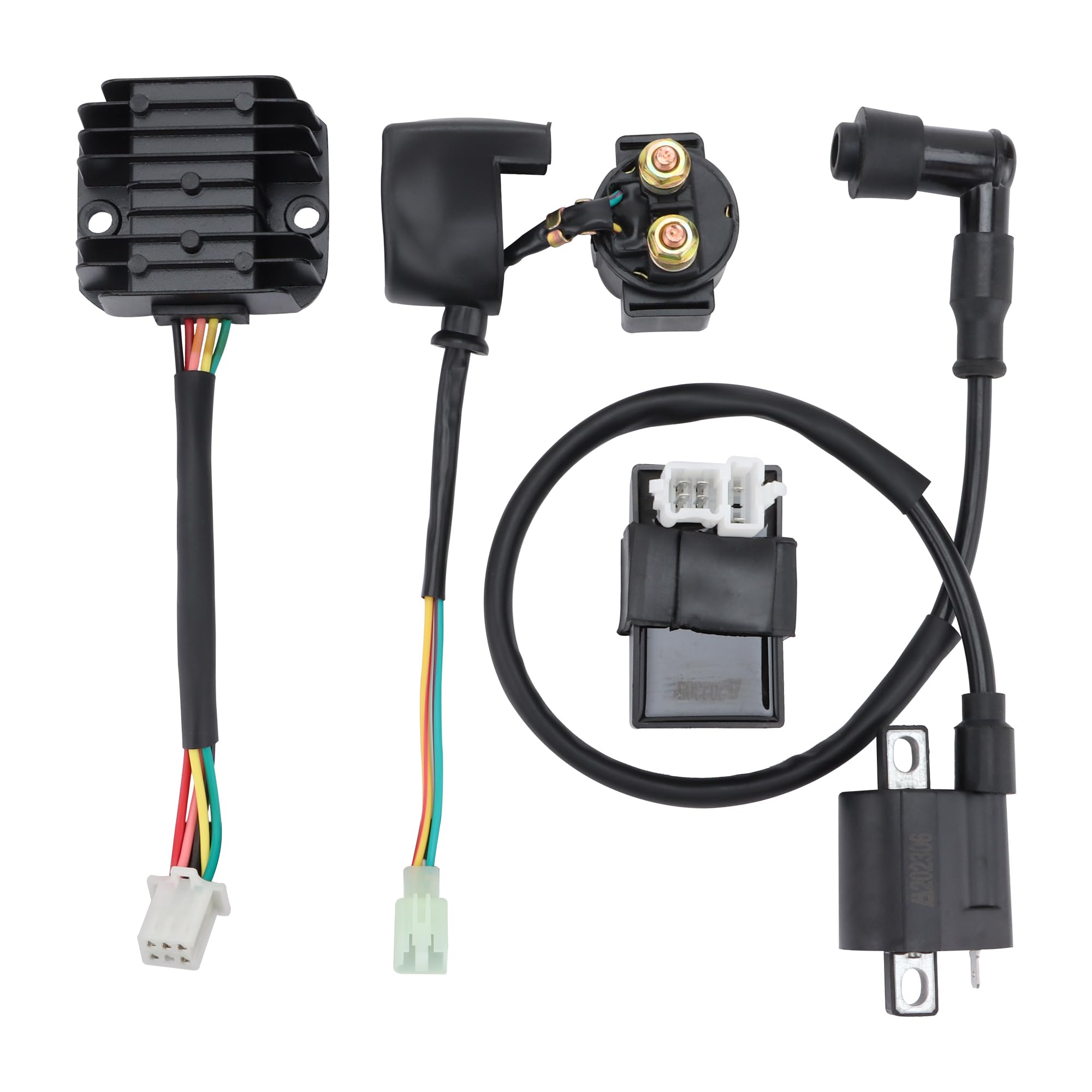 GOOFIT Ignition Coil 6 Pin AC CDI Box 12V Voltage Regulator Rectifier Relay Kit Replacement for CG 125cc 150cc 200cc 250cc Verti