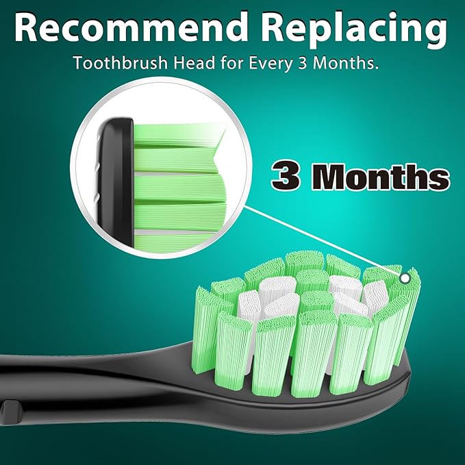 Guhiwuk Designed for Sonicare Replacement Heads, Electric Toothbrush Replacement Brush Heads Compatible with Philips Sonicare, 10 Pack, Black