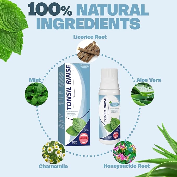 Tonsil Stone Mouthwash - Nature’s Tonsil Stone Mouthwash or Oral Rinse - Helps Soothe Tonsils, Remove Bad Breath and Relieve Dry Mouth, 100 ML