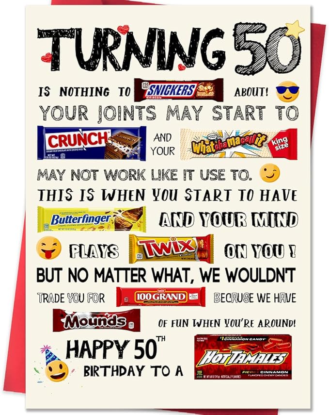 Funny 50th Birthday Card, Happy 50th Birthday Gifts for Women Men, Best 50 Year Old Birthday Cards Gifts for Him Her, Unique 50th Birthday Decorations Ideas for Couple Mom Dad Husband Wife
