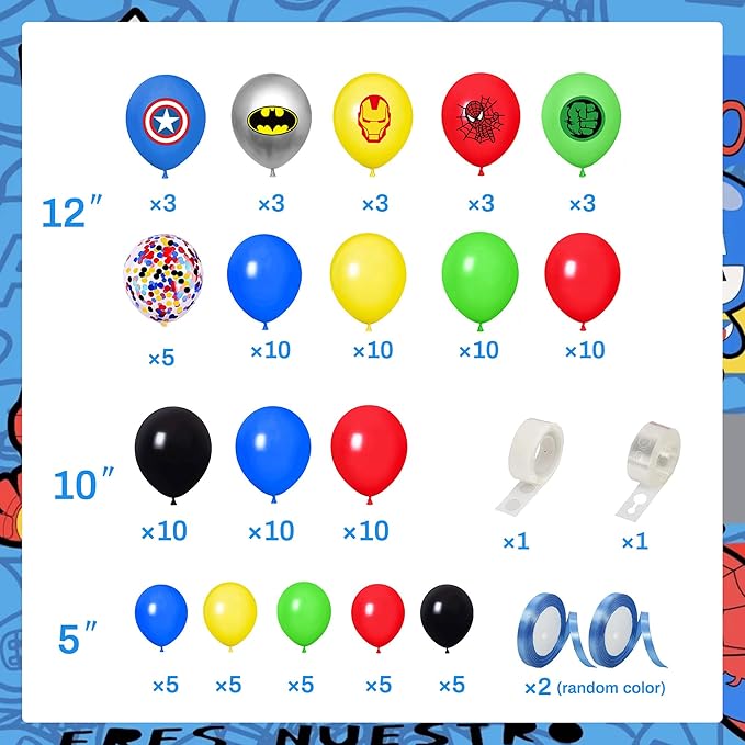 Cartoon Themed Birthday Party Decorations Set, Hero Themed Party Favors, Party Supplies Set Include Banner, Foil Balloons,Printed Balloons