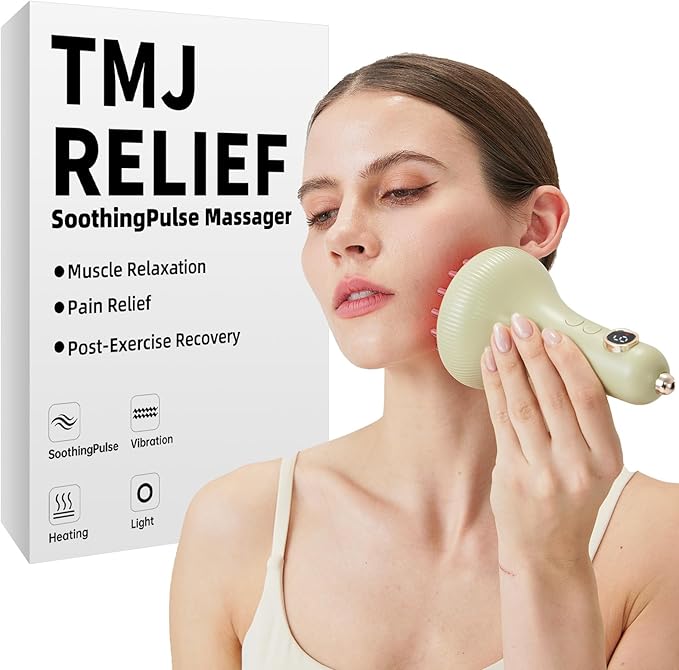 Jaw & Neck Massager for Pain Relief Deep Tissue, Best TMJ Relief Products Jaw, Heated SoothingPulse Massager with Light & Vibration for Jaw, Neck, Shoulder & Full Body Muscle Tension