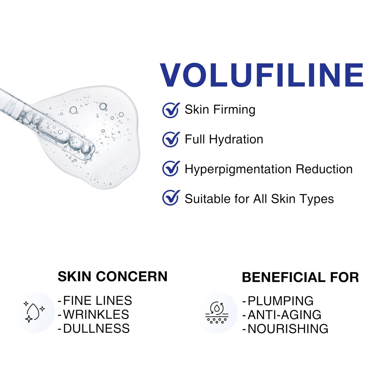 Volufiline 100% Concentrate Firming Serum for Sagging Skin – Face Tightening, Jawline & V-Line Contour Booster, Anti-Wrinkle Collagen Enhancer | Fast-Absorbing Mix-in Korean Skincare