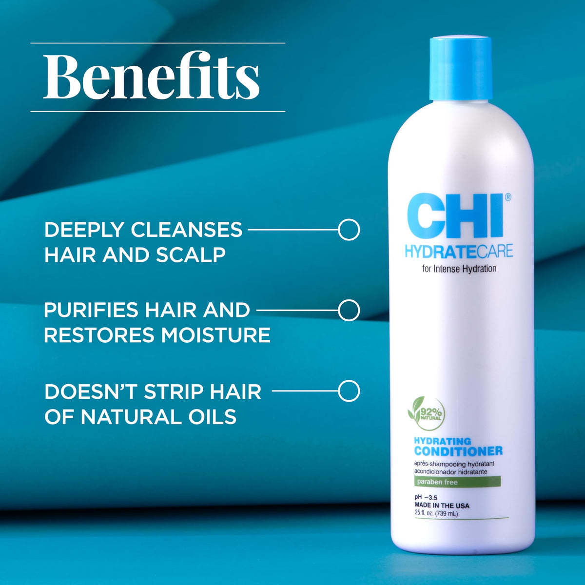 CHI CleanCare Clarifying Shampoo, Deeply Cleanses Hair & Scalp to Remove Build Up, Purify & Restore Moisture, Sulfate, Paraben, & Cruelty-Free, 25 Oz