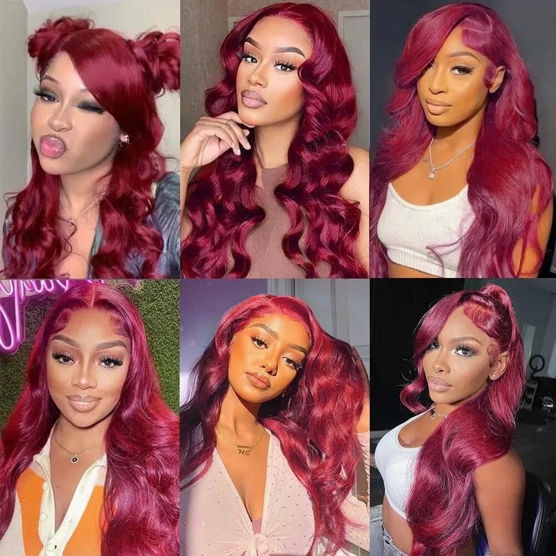 99J Human Hair Bundles Burgundy Body Wave Bundles Human Hair 16 18 20 Inch Unprocessed Brazilian Virgin Hair Wine Red Bundle Soft Hair Extensions 150g