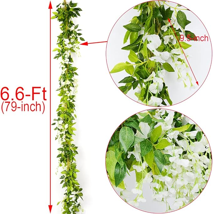 Wisteria Garland 5pack 33Ft Artificial Fake Wisteria Vine Hanging Flowers Fake Vines Plants