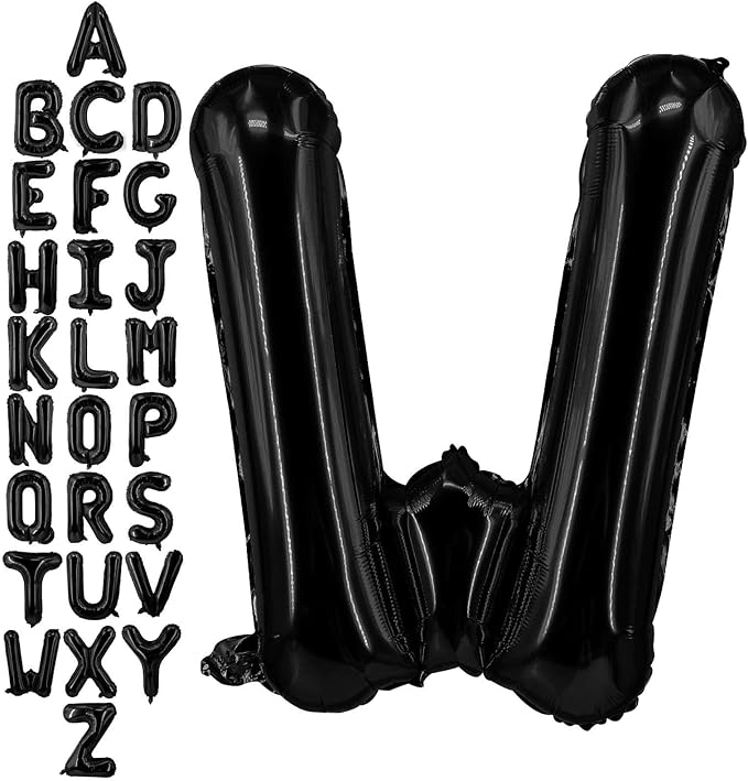 40 Inch Black Letter W Balloons, DIY Phrase Foil Alphabet Letter W Balloons DIY Word W Banner for Birthday Anniversary Celebration Graduation Party Supplies Decoration