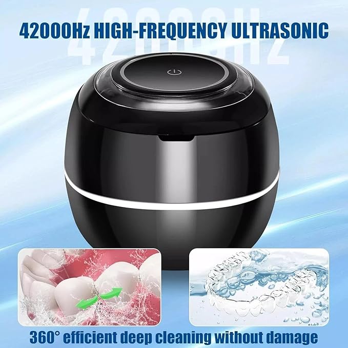 Ultrasonic UV Denture Cleaning Case, Upgraded Ultrasonic Retainer Cleaner Machine, Retainer Cleaner Machine for Night Guards, Braces, Aligner, Toothbrush, Jewelry and More (White)