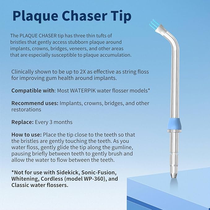 Replacement Heads for Waterpik, Replacement Picks for Water Pik Water Flosser (8 Plaque Chaser Tips + Storage Case + Travel Case)