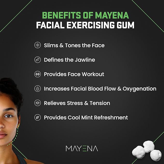 Facial Exerciser Chewing Gum | Pearl-Sized Hard Gums | Adjust Resistance by Chewing 3–5 pcs | Sugar-Free Mint Flavor | 4 Months’ Supply | Strengthen Facial Muscles, Sculpt Jawline & Tone Face Naturally