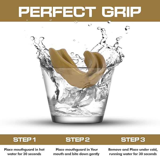 Sports Mouth Guard for Kids,Youth,Boys,Girls,Child Teen Mouthguard with Case (BPA Free) for Boxing, Martial Arts,MMA Karate,Lacrosse,Football,Soccer and All Contact Sports (Golden)