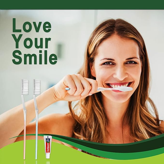 HQSLsund 60 Pack Disposable Toothbrushes with Toothpaste Individually Wrapped (2colors)