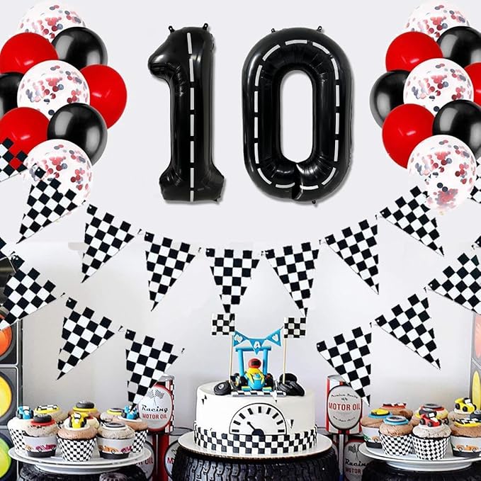40 Inch Race Car Black Number Balloons Race Car Birthday Party Balloons Large Black Number 8 Balloons Boys 8th Birthday Party Race Car Theme Party Decorations Supplies（Digital 8）