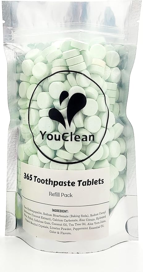 Refill Pack - 365 Toothpaste Tablets - Natural Remineralization & Whitening with Nano Hydroxyapatite - Travel or Daily Use - Fluoride Free (Matcha365)