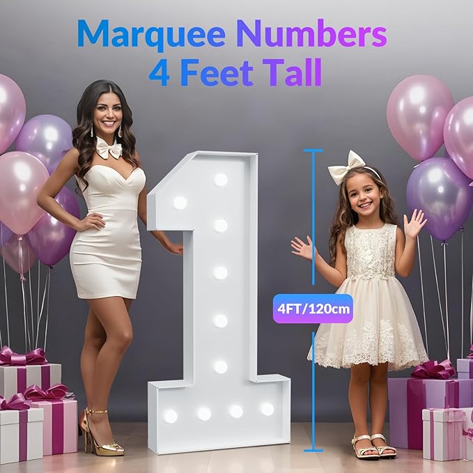 JoyMuse 4FT 80 Marquee Numbers, Large Light Up Numbers 80 for 80th Birthday Decorations Cool White Light Number 80 for Anniversary Birthday Party Decor