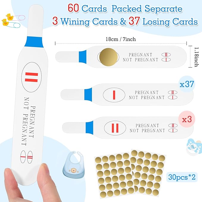 40 Pcs Blue Scratch off Pregnancy Test Kit Baby Shower Games Baby Shower Games Baby Shower Scratch off Game for Boys