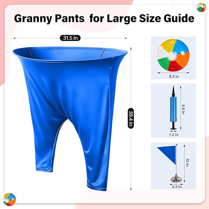 Granny Pants Yard Game for Adults (40 in * 31.5 in),2Pcs Granny Pants Outdoor Games with 10 Bouncy Balls,2 Pumps & Flags, Granny Pants Game for Valentine Easter Carnival Party Gatherings(Large)
