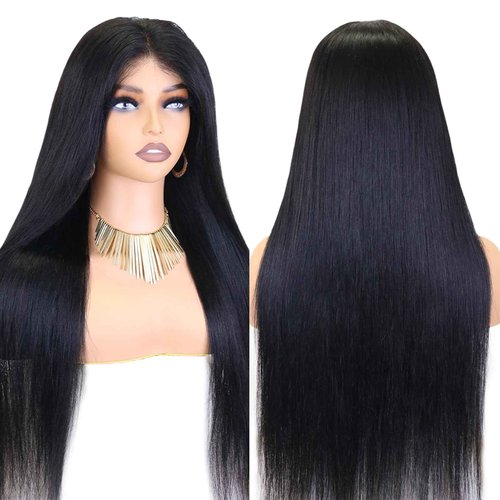 KFgood Wear and Go Glueless Wigs Human Hair Pre Plucked Pre Cut HD Lace 6x4 Straight Lace Front Wigs Human Hair Glueless Lace Front Wigs 180% Density 3 Seconds to Wear for Beginners 24 Inch