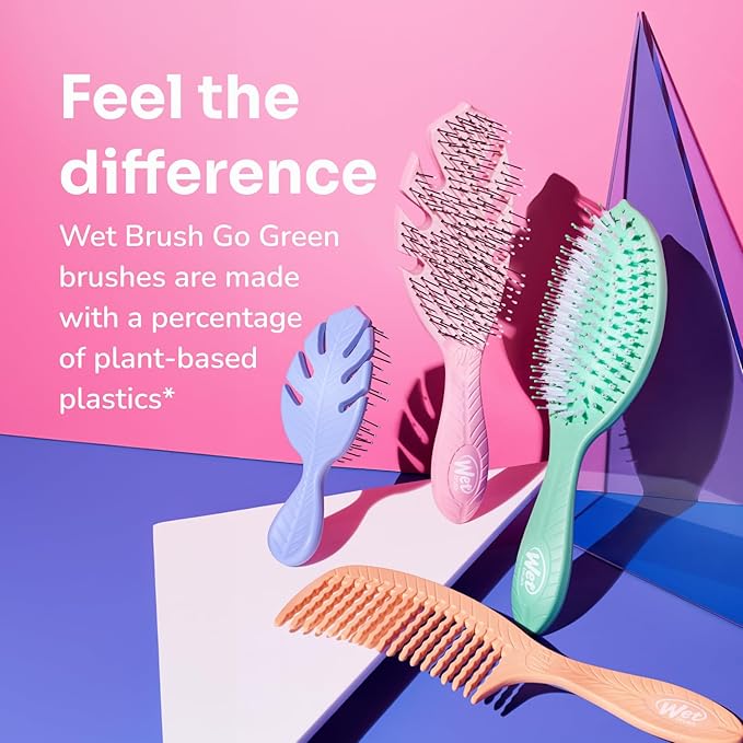 Wet Brush Go Green Mini Detangler, Purple - Detangling Travel Hair Brush - Ultra-Soft IntelliFlex Bristles Glide Through Tangles & Gently Loosens Knots While Minimizing Pain, Split Ends & Breakage