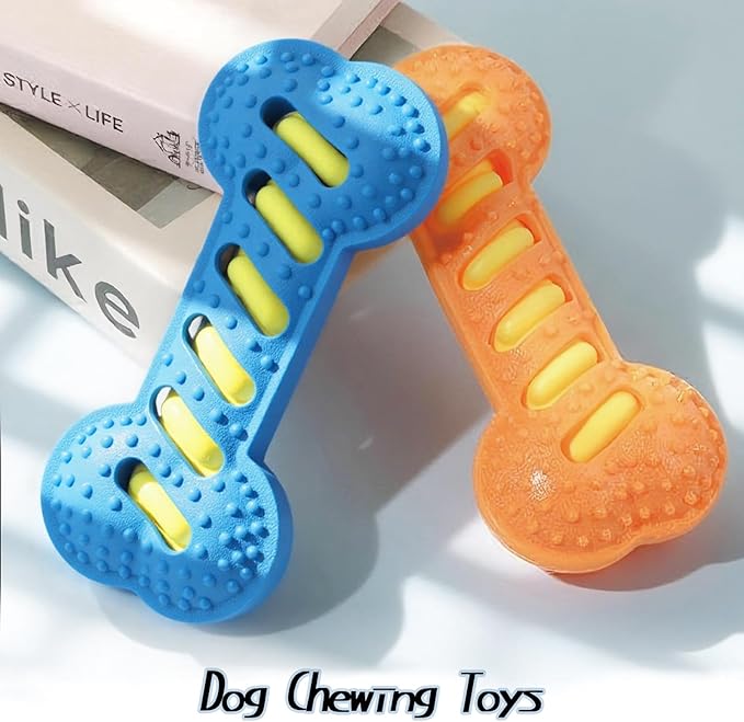 TPR Teeth Grinding Bones for Dog Toys, Bite Resistant Interactive Training, Durable Toys for Puppies, Chewing Bones for Dogs, (Blue)
