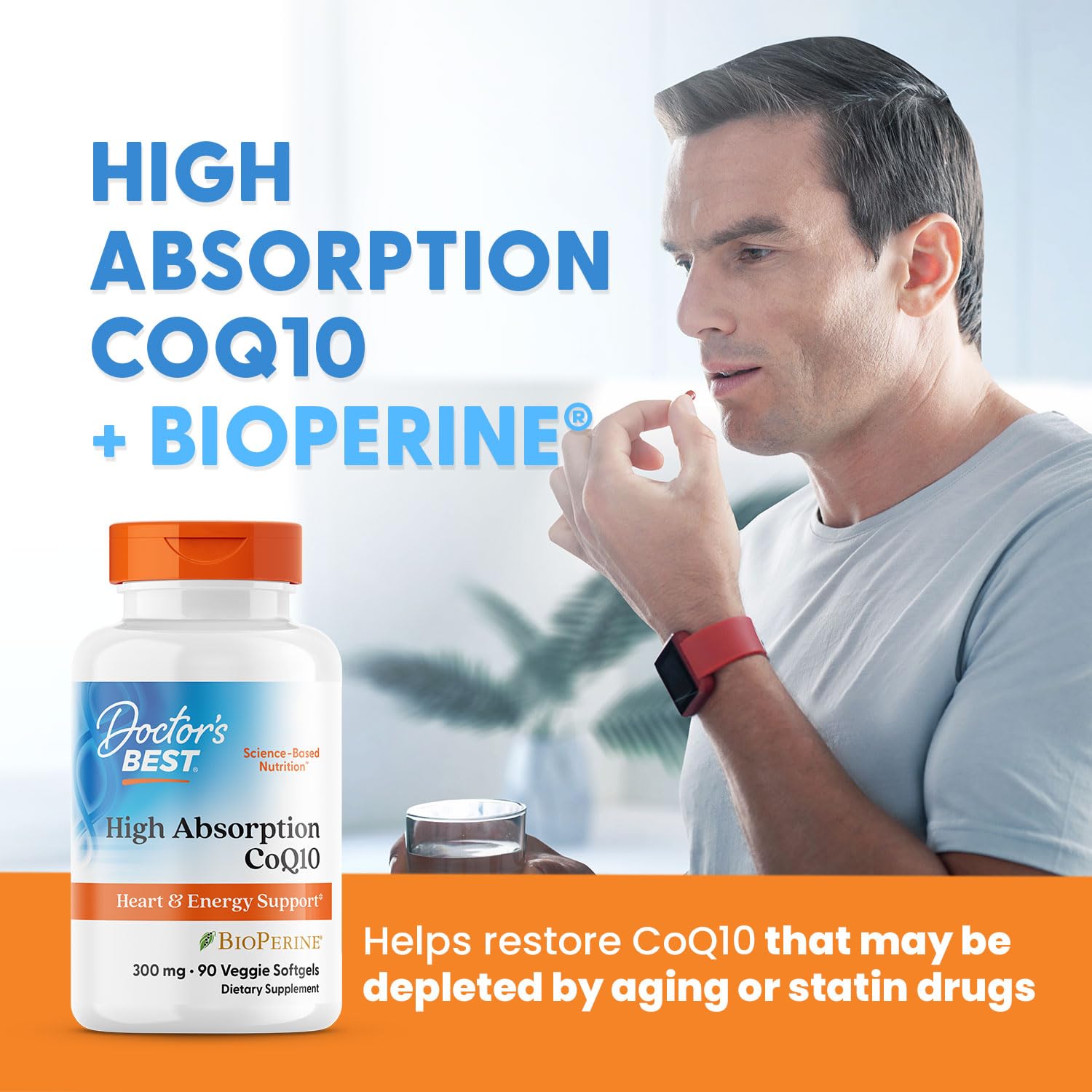 Doctor's Best High Absorption CoQ10 300mg with BioPerine Supplement - Coenzyme Q10 Softgels for Heart Health & Antioxidant Support, CoQ10 300 mg for Women & Men, Non GMO - 90 Veg Softgels