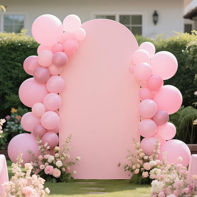 Ledido Wedding Arch Backdrop Cover 6FT Arch Covers Fitted Stretchy Spandex Round Top Stand Backdrop Cover for Wedding Banquet Ceremony Birthday Party Baby Shower Event Decoration,Pale Pink