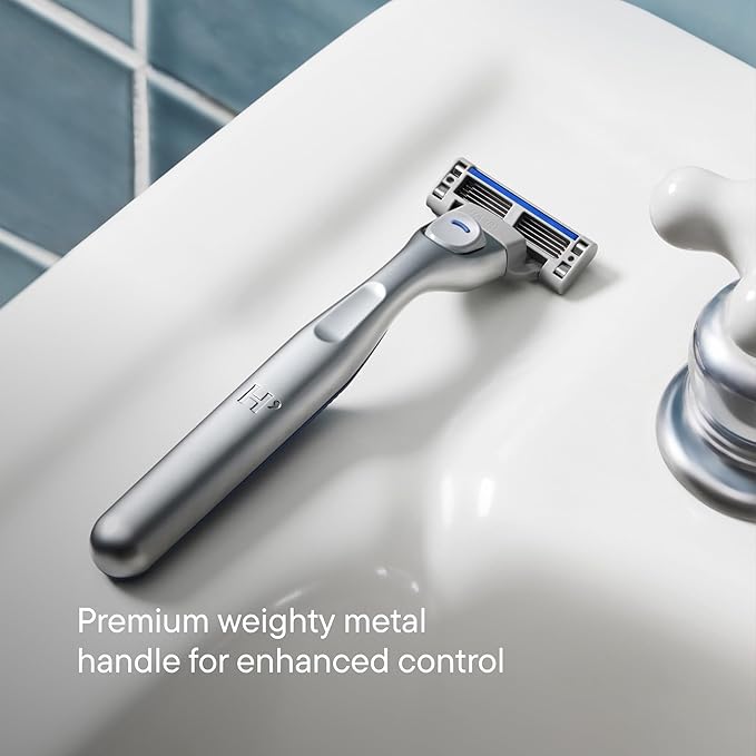 Harry's Plus Shaving Kit for Men - Premium Handle, 5 Razor Blade Cartridges, Foaming Shave Gel, and Travel Blade Cover - TSA Approved Travel Essentials - Advanced Pivoting System - Tide