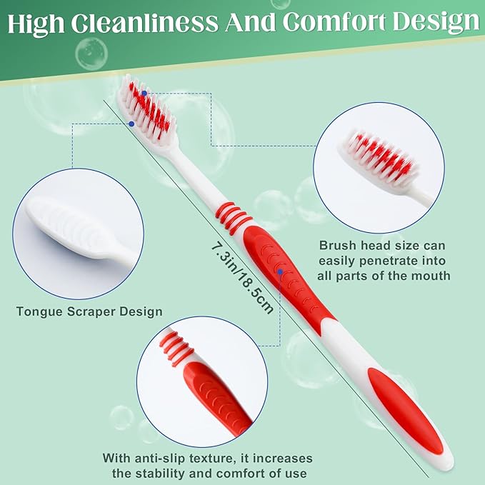 120 Pcs Toothbrush Bulk Disposable, Travel Toothbrushes Pack, Soft Bristle Individually Wrapped and Good Cleaning for Kids, Adult and The Elderly. Suitable for Hotel, Travel, Home, Donated