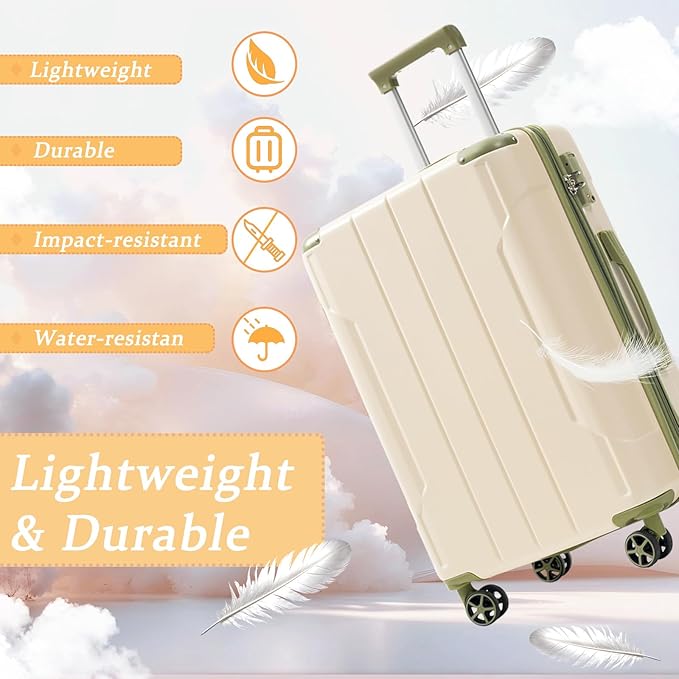 Merax Luggage Set 3 Piece Hardshell Suitcases with Spinner Wheels, TSA Lock, Lightweight Travel Luggage 20" Carry On 24" 28" Expandable Checked for Family Trips