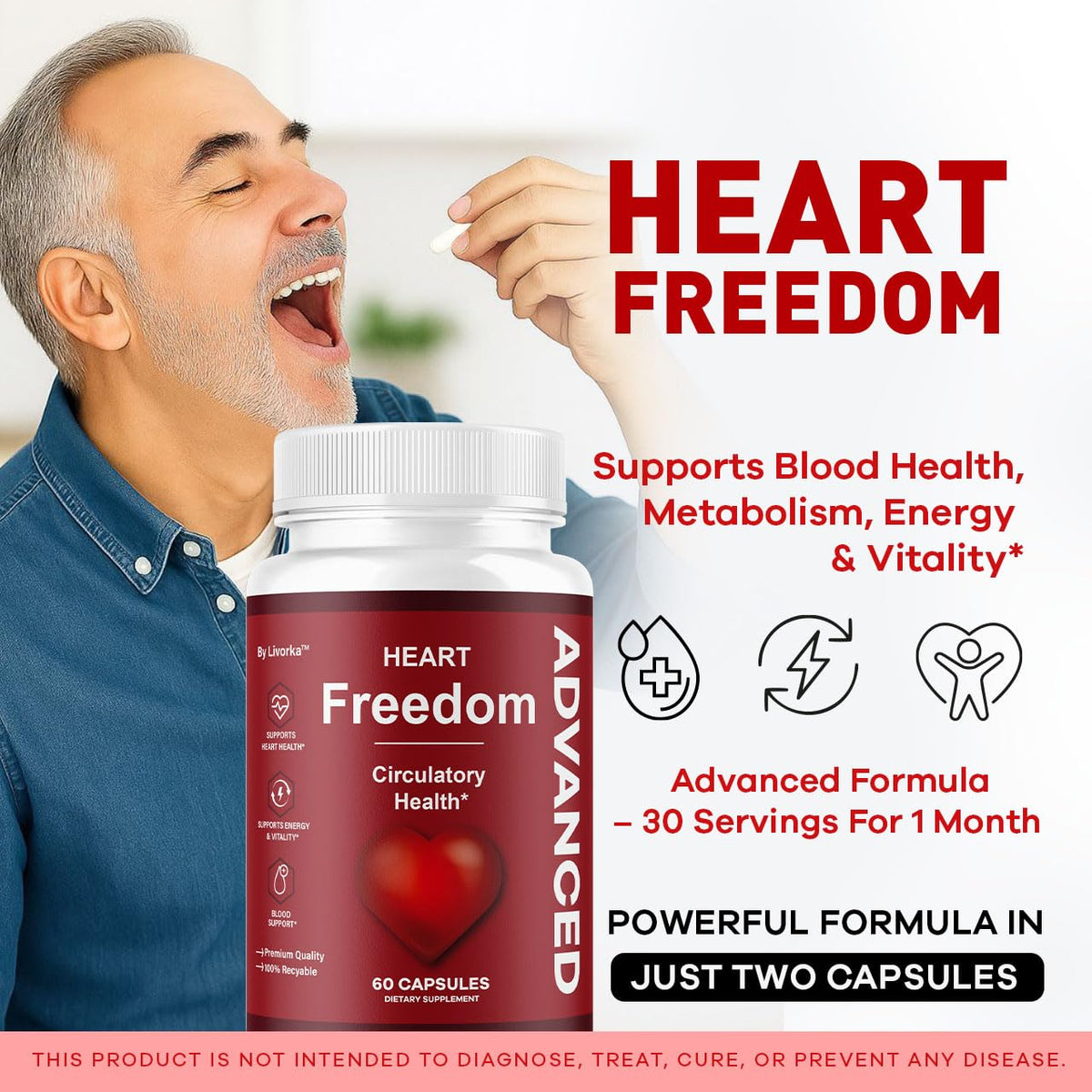 (2 Pack) Heart Freedom - Heart Freedom Capsules, Official HeartFreedom Pills All Natural Ingredients - Maximum Strength, Premium Advanced Formula Support Health & Wellness, 120 Capsules for 2 Months