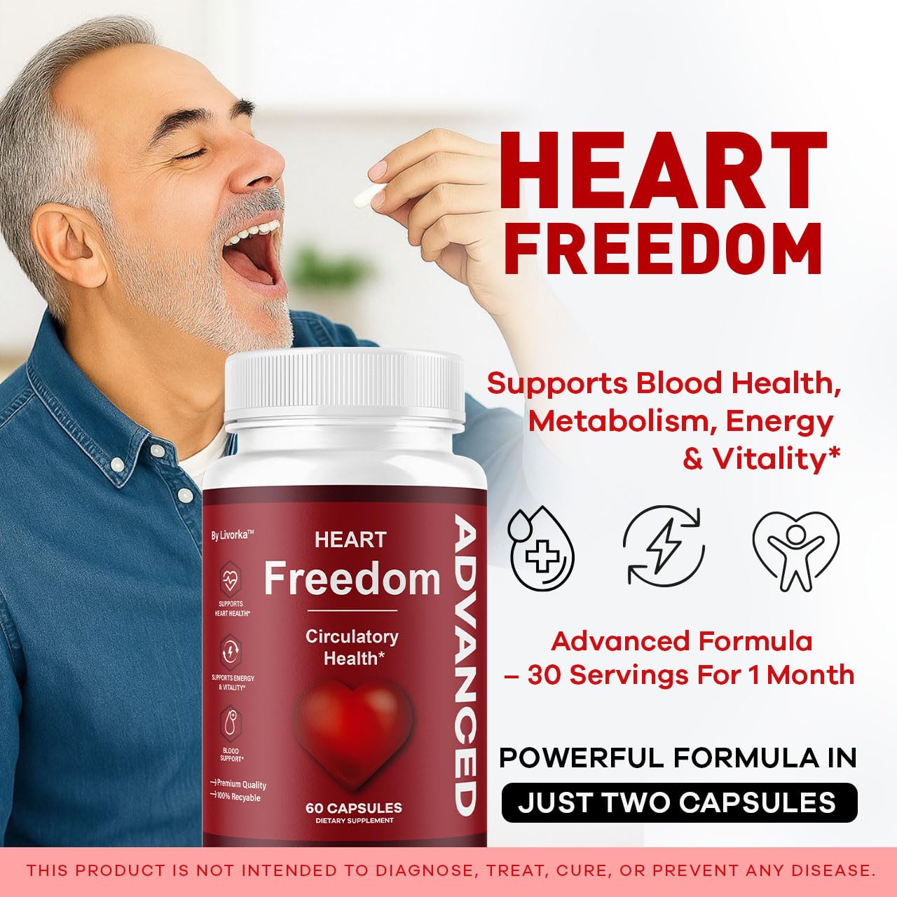 (3 Pack) Heart Freedom - Heart Freedom Capsules, Official HeartFreedom Pills All Natural Ingredients - Maximum Strength, Premium Advanced Formula Support Health & Wellness, 180 Capsules for 3 Months