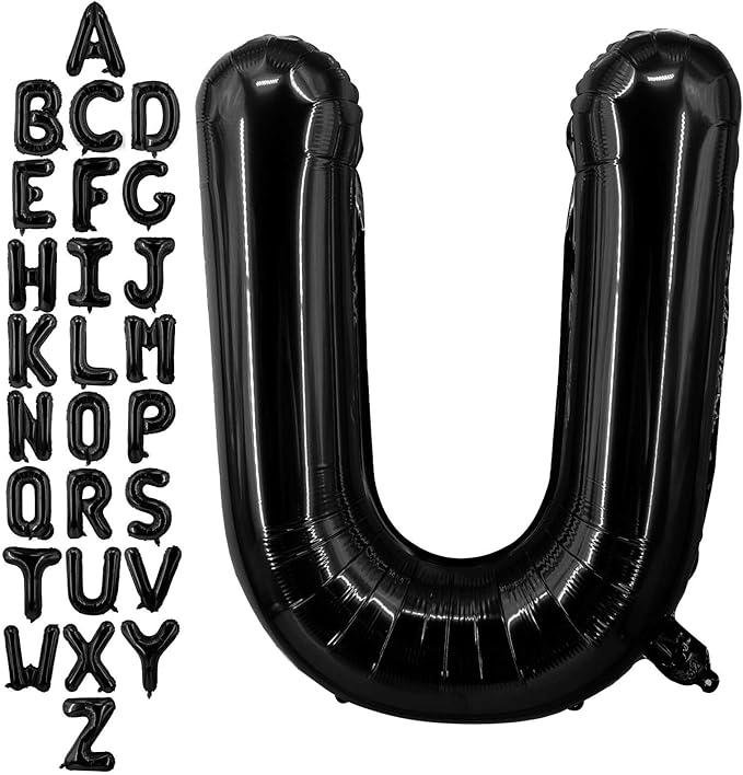 40 Inch Black Letter U Balloons, DIY Phrase Foil Alphabet Letter U Balloons DIY Word U Banner for Birthday Anniversary Celebration Graduation Party Supplies Decoration