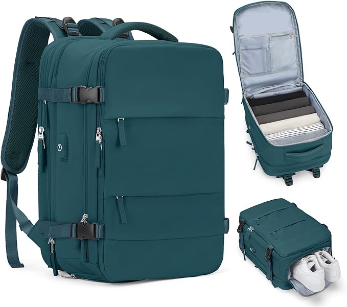 coofay Extra Large Backpack For Traveling On Airplane Carry On Backpack Flight Approved Personal Item Travel Backpack For Women Men Airline Approved Gym Bag With Shoe Compartment Weekender Hiking Bag