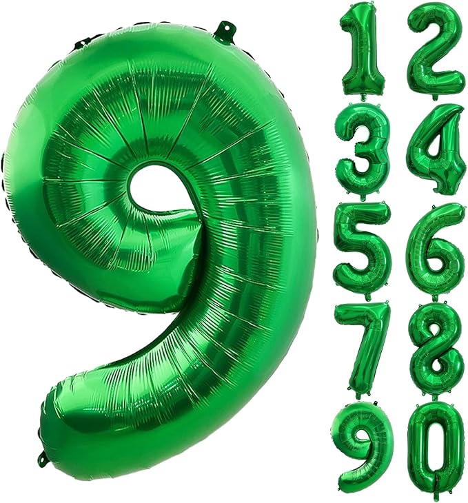 Number Balloons Green Party Balloon - Giant Number 9 Balloon, 40 Inch Large Balloon for St. Patrick's Day Games Theme Birthday Decoration, Girls Boys Party Supplies