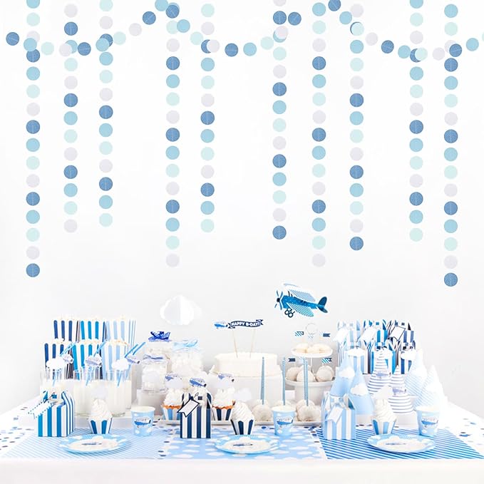 Light-Baby Dusty-Blue White Party-Decoration Garland - 52ft Baby Boy Shower Birthday Streamers,Graduation Bachelorette Bridal Christmas Banner Decor Lasting Surprise