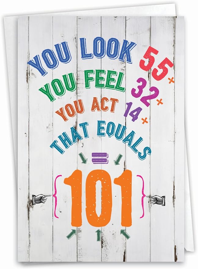 NobleWorks - Milestone Birthday Greeting Card with Envelope (4.63 x 6.75 Inch) - Age Equation-101 C2462MBG