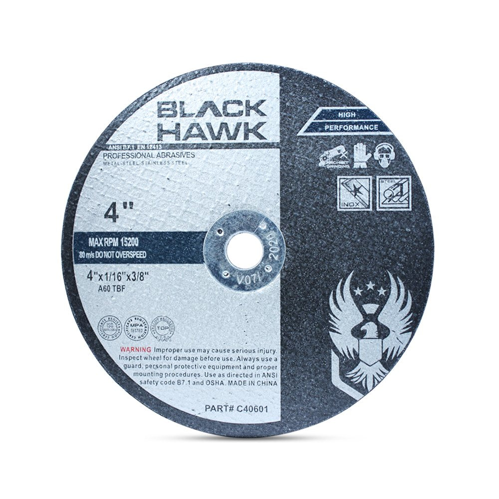 BHA Metal and Stainless Steel Cut Off Wheels for Die Grinders, 4” x 1/16” x 3/8” - 25 Pack