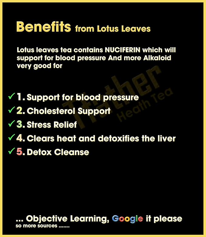 Fermented Lotus Leaf Tea Bags – Lower Blood Pressure, Reduce Cholesterol & Detox Cleanse – Flavor Balance of Nectar & Meatiness - Herbal Loose Leaf Tea Bag in Pyramid with Dipping String