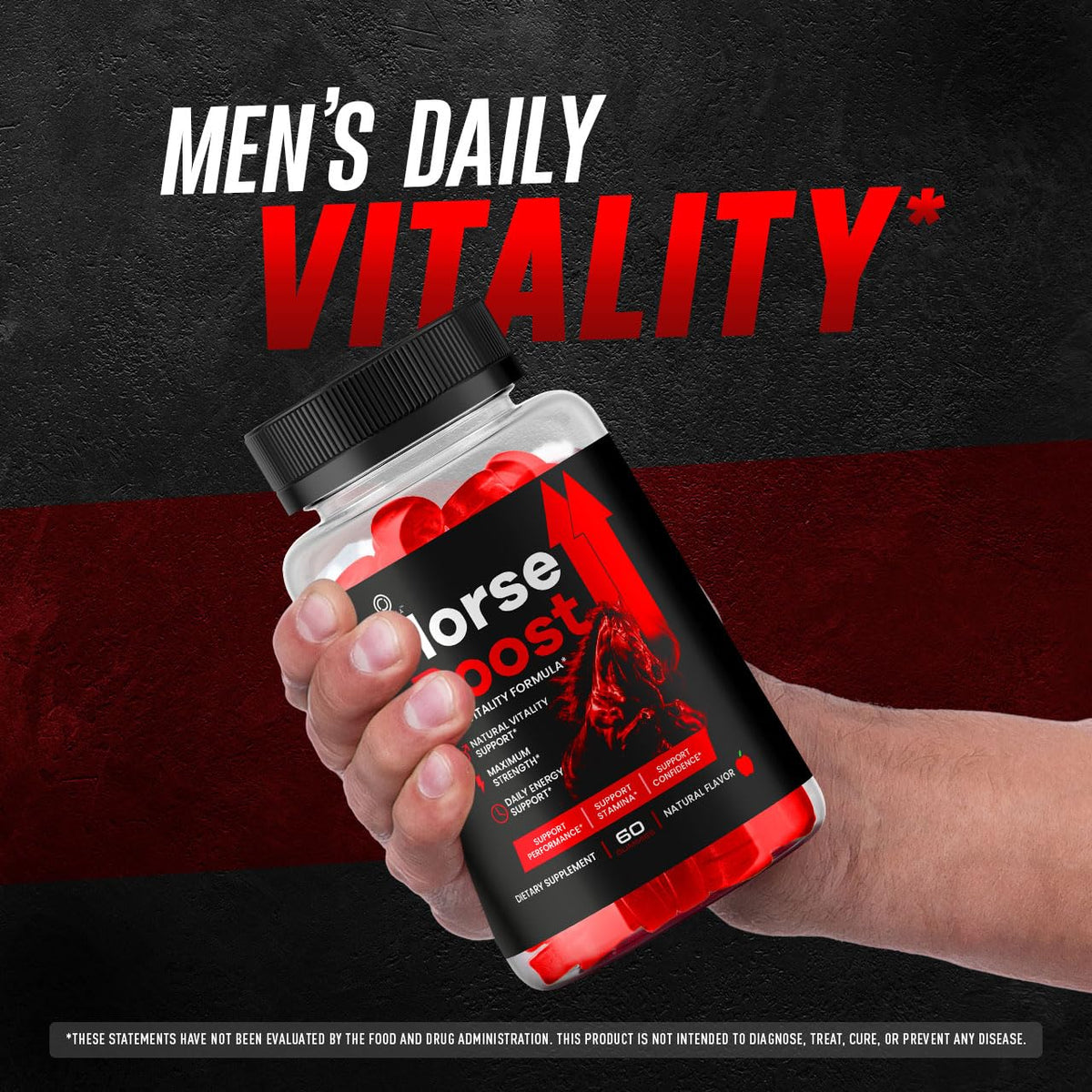 Horse Boost Gummies - Official HorseBoost Gummys Advanced Premium Formula Support Maximum Strength, All Natural Ingredients Vitamins for Overall Health & Wellness, 60 Gummies for 1 Month
