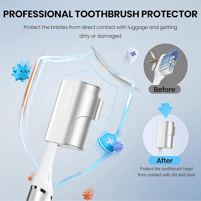 Aluminum Alloy Toothbrush Head Cover/Cap/Protector Case,Travel Toothbrush Covers Long-lasting Toothbrush Head Caps for Most Electric/Manual Brushes (Silver+Orange, 2 Count)