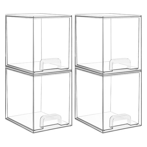 Vtopmart 4 Pack 4.4''H and 4 Pack 7.6" H Clear Stackable Storage Drawers