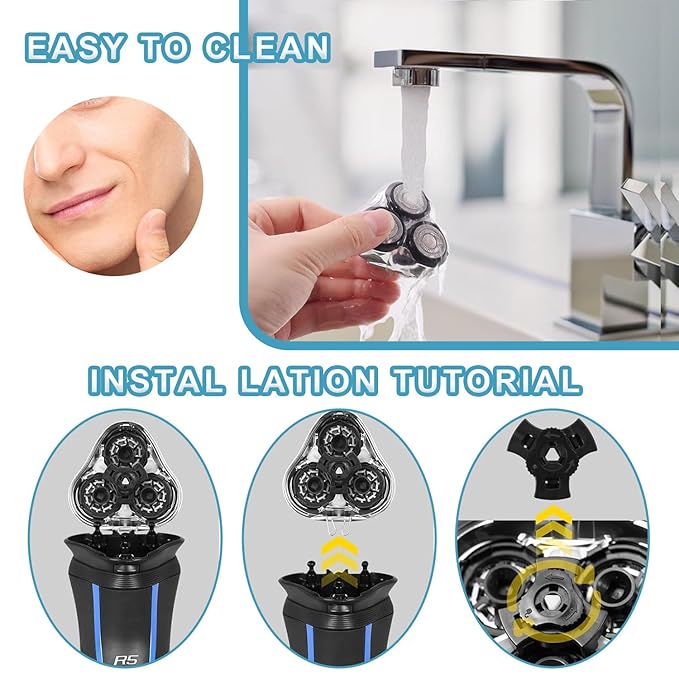 Universal Rotary Shaver Replacement Head Compatible with Remington Shaver Razor Parts for Series R3,R4,R5,R6,R7,R8,SP-3141 and SP-5161 Foils (Silver/2Pack)