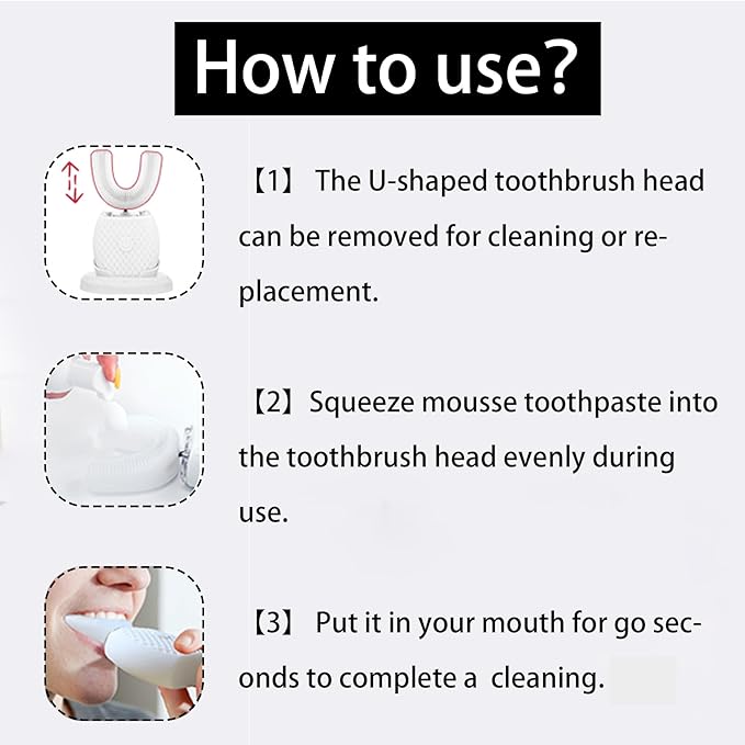 Automatic Toothbrush for Adults - Ultrasonic Electric Toothbrush with Soft Bristles Rechargeable Portable Waterproof Design 30s Timer, Wireless Charging Dual-Use for Travel & Home (White)