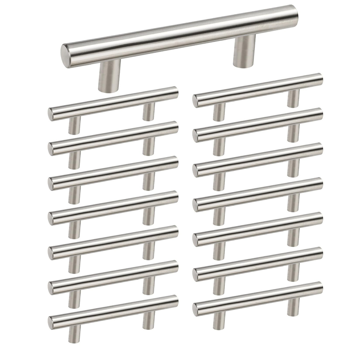 homdiy 15 Pack Brushed Nickel Cabinet Pulls 3 Inch Handles Stainless Steel Cabinet Hardware for Kitchen and Bathroom Cabinets, 5 Inch Overall Drawer Pull