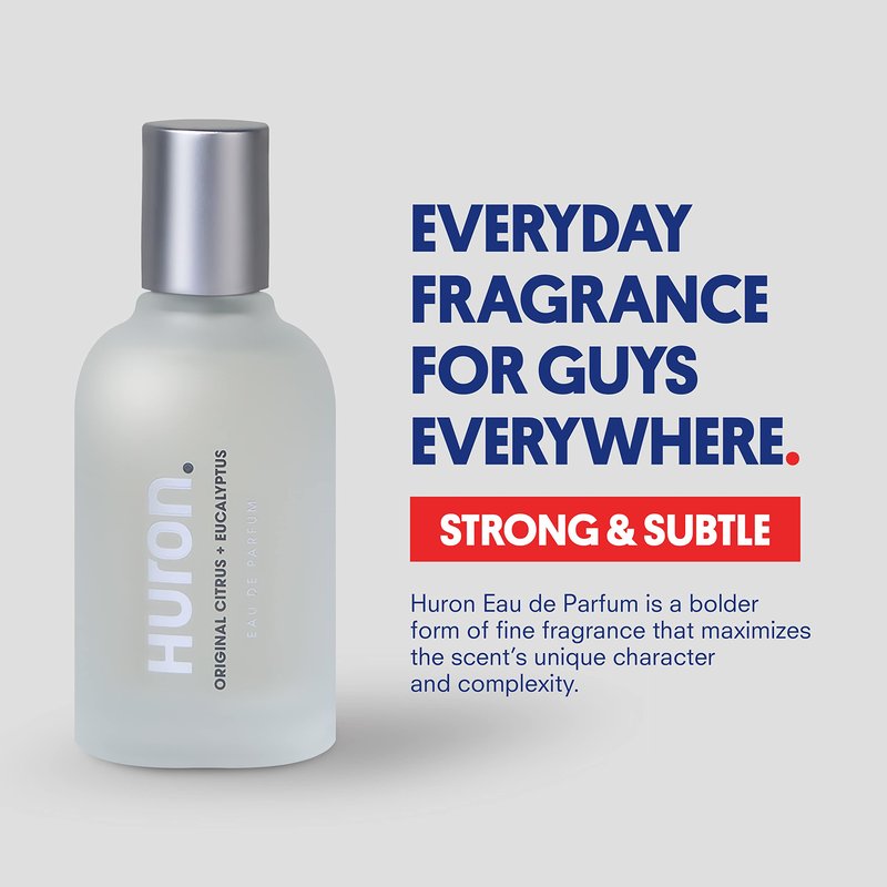 Huron Cologne for Men and Women, Eau de Parfum with Citrus + Eucalyptus & Mint Scent, Premium Clean Daily Fragrance for Everyday Wear, 1.7 Fl Oz