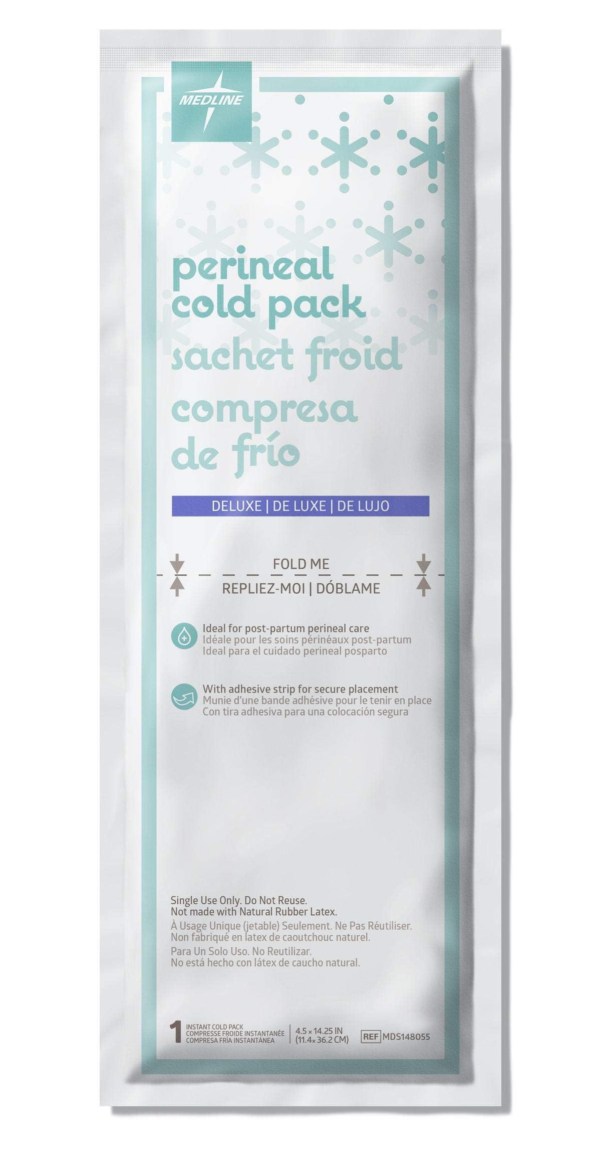 Medline Premium Perineal Cold Packs for Postpartum Care with Adhesive Strip (24 Count) Each Absorbent Pad is 4.5" x 14.25" Perfect for your After Delivery Postpartum Essentials Kit