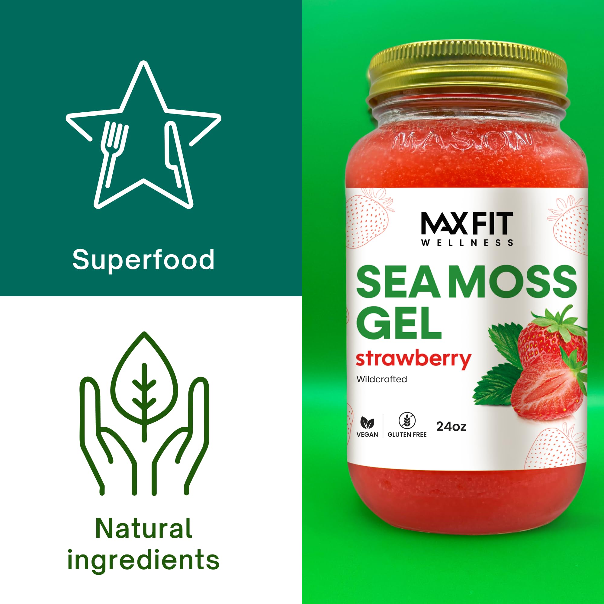 Sea Moss Gel Raw (12 Flavors) 24oz Wildсrafted Gold Sea Moss Gel from Saint Lucia | 92 Vitamins and Minerals | Pure Raw+Non-GMO | Vegan Superfood