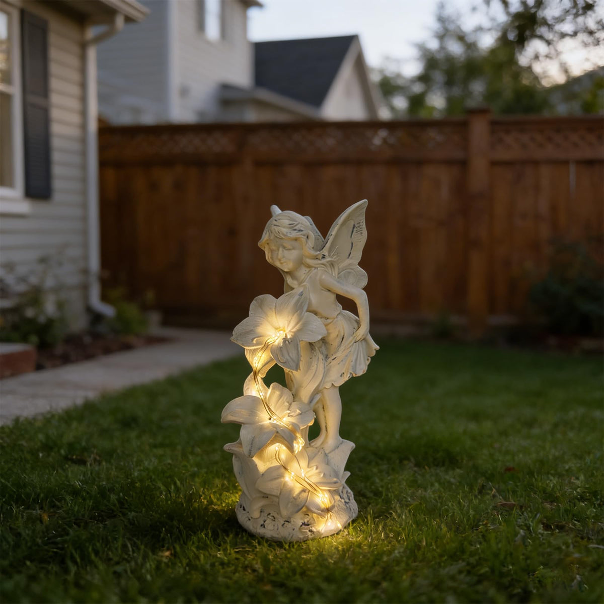 SAMPU Craft Angel Figurines Garden Statue with Solar Powered Light 12.2IN